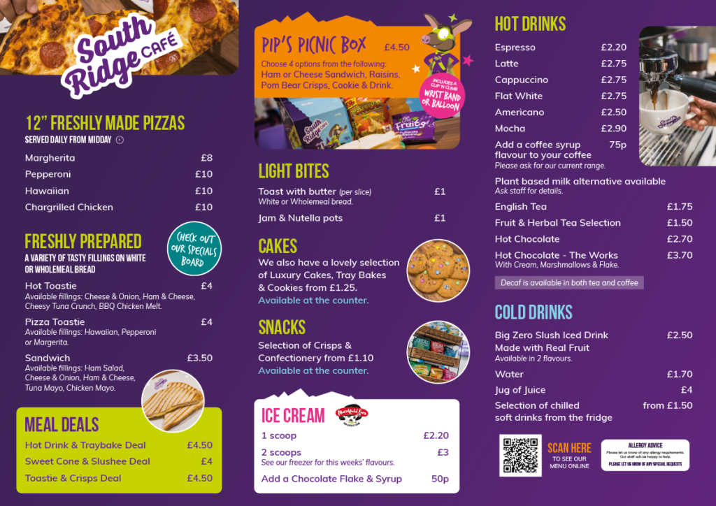 South Ridge Cafe Menu - Clip 'n Climb Plymouth